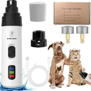 USB Rechargeable Pet Nail Grinder Cordless Cat Dog Claw Trimmer LED Light