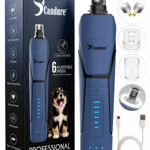 Whisper Quiet Dog Nail Grinder with 360 Degree LED Light, 6Speed Rechargeable...