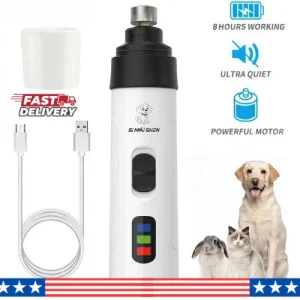 USB Rechargeable Dog Nail Grinder Quiet Electric Pet Nail Trimmer for Dogs Cats